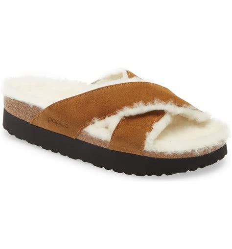 shearling slides womens